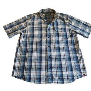Woolrich Vintage Shirt L Gray Blue Organic Cotton Western Style